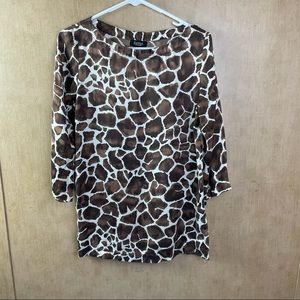 Peck & Peck Animal Print Top, 100% Silk, Size 4